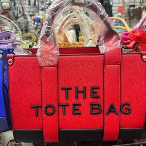 Vibrant Red and Black Tote Bag